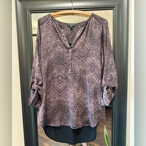 Rock & Republic Patterned Tunic Blouse - Purple and Black